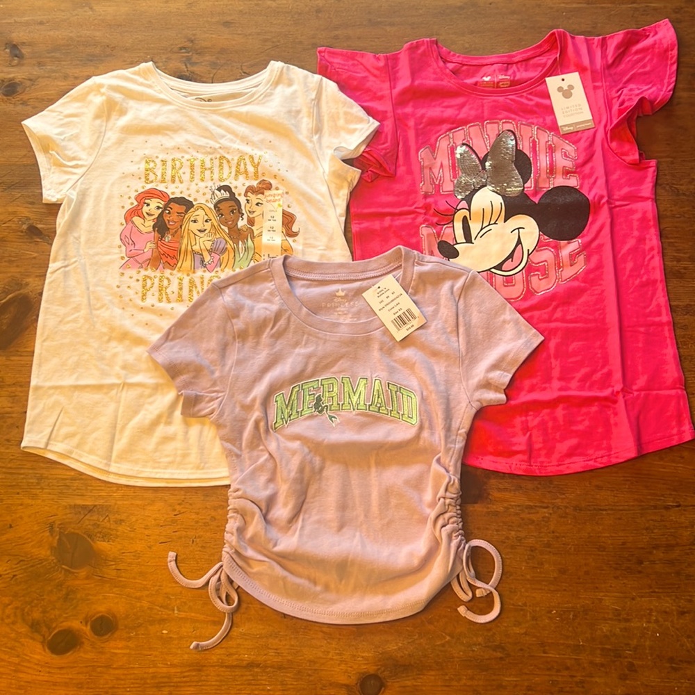 Lot of 3 NWT girls Disney tee shirts